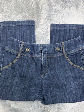 ROZ & ALI jeans dark blue straight leg contrast stitching size 8